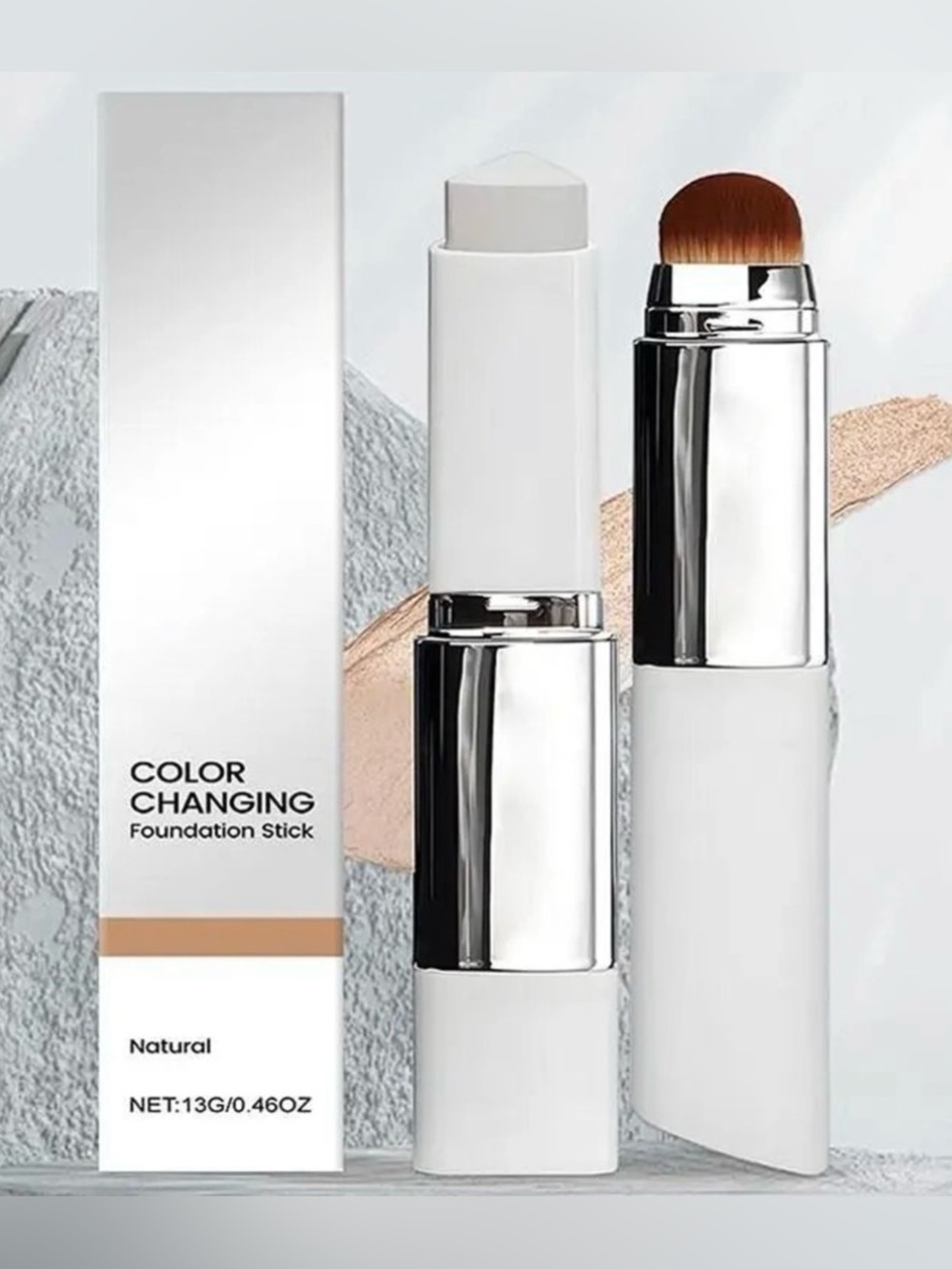 Color Changing Foundation Stick 2-in-1 Moisturizing Brightening Makeup - Natural